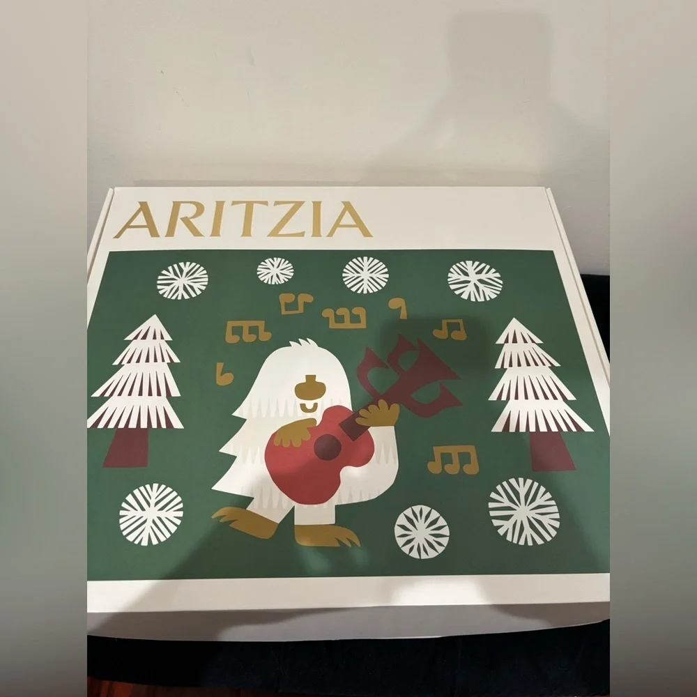 Aritzia Festive Box with Green and Gold Accents